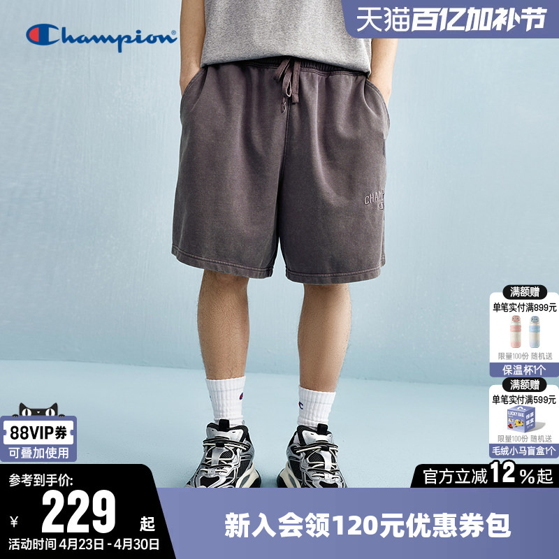 Champion Men's Shorts Summer Washed Vintage American Style Casual Sports Shorts Women's Trendy