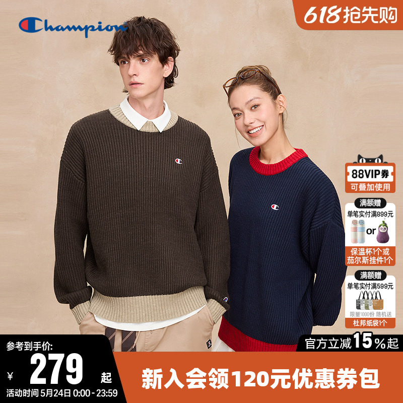 Champion Sweater for Women, Spring Couple Color-Blocked Knitwear, Round Neck Casual Long-Sleeve Loose Knitwear for Men Champion Sweater for Women, Spring Couple Color-Blocked Knitwear, Round Neck Casual Long-Sleeve Loose Knitwear for Men