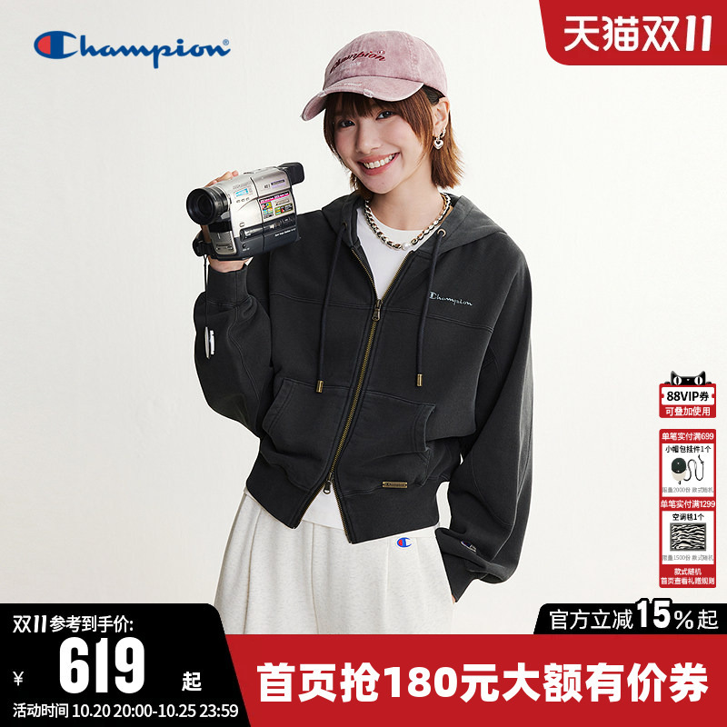 Champion Sweatshirt for Women 2026 Autumn New Pure Cotton American Retro Cardigan Hooded Loose Jacket Trendy