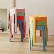 Nordic round stool plastic thickened adult stool fashion bench folding table stool home chair spare stool high stool