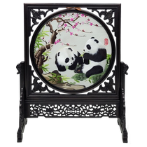 Panda Shu embroidery double-sided embroidery fully handmade double-sided embroidery hibiscus and koi ornaments for VIP guests five-blessing frame hibiscus and carp