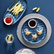 Home Dinner Plate Dumplings Plate G CREATIVE DISC WITH VINEGAR DISH PERSONALITY CERAMIC DISCS INS WINDY STYLE CUTLERY