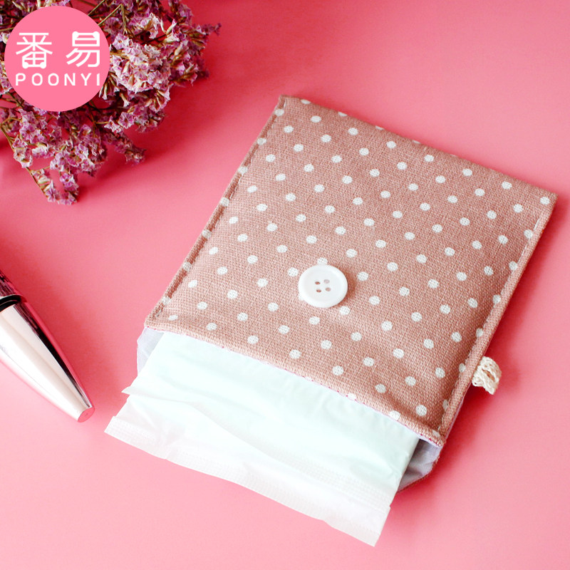 Portable storage bag cute little carry-on capacity Aunt towel sanitary cotton bag student put sanitary cotton m small bag
