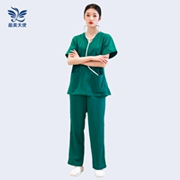 (Чистый хлопок) Мисс темно -зеленый набор с коротким рукавом