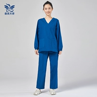 (Полиэфирный хлопок) Дамский павлин синий набор с длинным рукавом