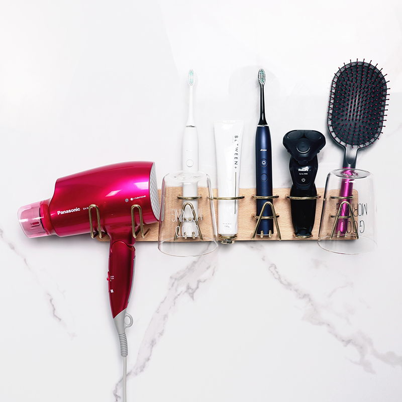 Beech Wood Toothbrush Hair Dryer Rack Tooth Cup Gargling Cup Holder Hair Dryer Bracket Shave Holder rack Rack Toothpaste Racks