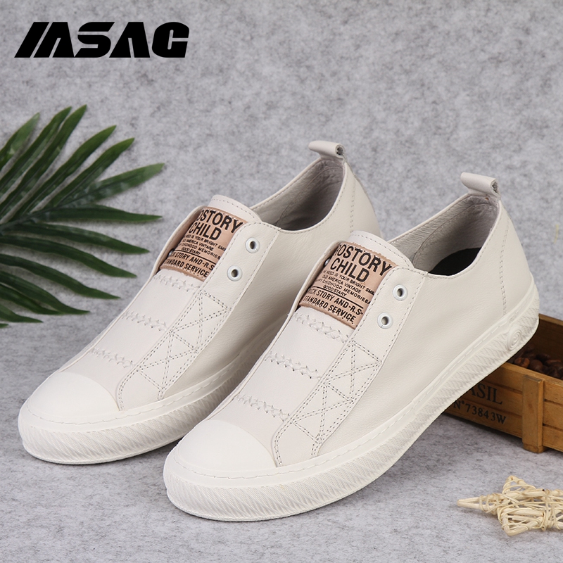 Small White Shoes Men's Genuine Leather British Loafers Men's Casual Leather Shoes Flat Shoes Loafers Men's Shoes Korean Trendy Sneakers