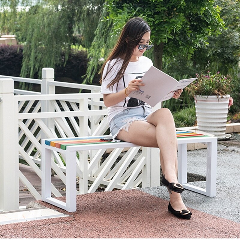 Net Red Outdoor Park Chair Lounge Chair Outdoor Landscaped Iron Art Courtyard Strip Chairs Long Bench Sub Square Casual Chair