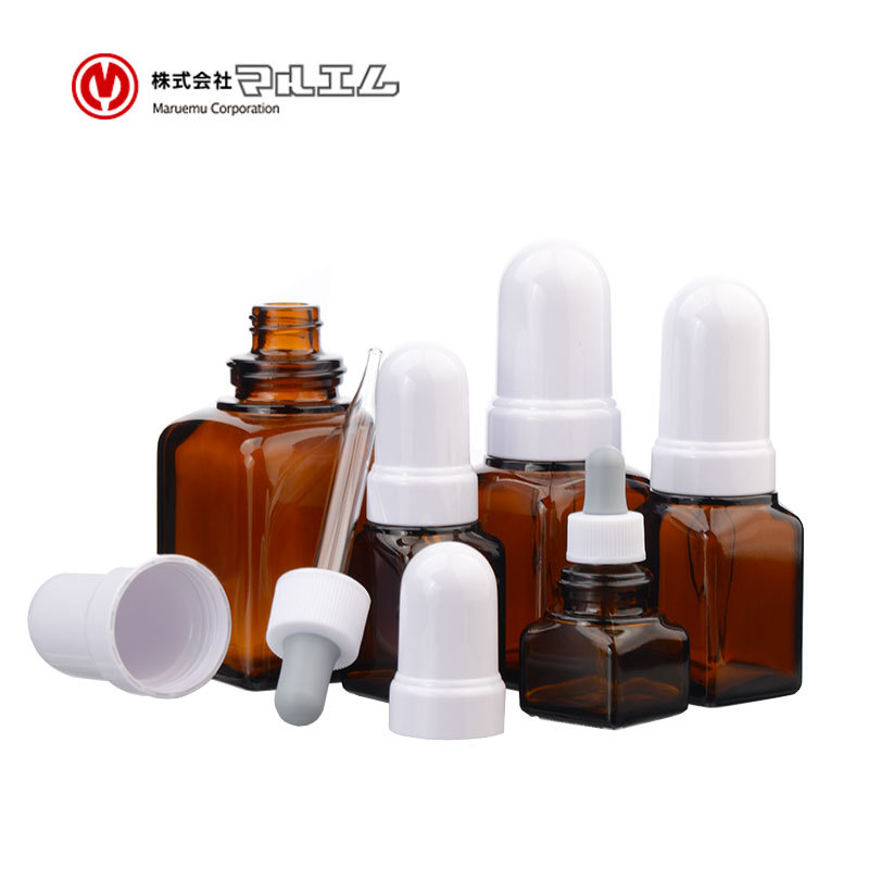 ASONE玻璃白滴瓶棕滴瓶30/60/100ml透明茶色化学实验室螺纹口密封白色棕色进口吸管胶帽螺口精油滴瓶精华液