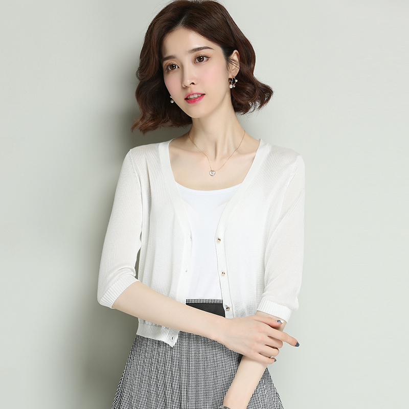 Summer Fashion New Style Knit Cardigan Women's Short Thin Mulberry Silk Air Conditioning Shirt Sun Protection Jacket