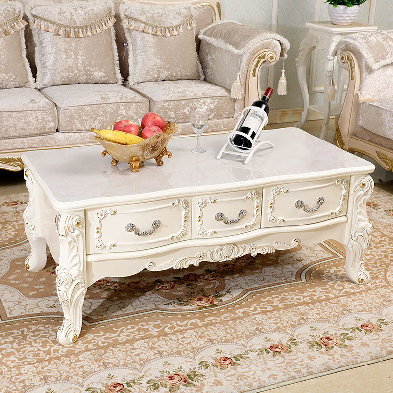European marble tea few simple modern small living room tea table home solid wood tea table Tea cabinet
