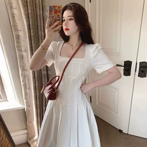 Ретро длинная юбка, сексуальное белое платье, французский ретро стиль, изысканный стиль, яркий броский стиль, подходит для подростков