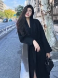 Черное демисезонное шерстяное пальто, куртка, в стиле Шанель, увеличенная толщина, изысканный стиль