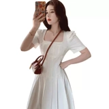 Ретро длинная юбка, сексуальное белое платье, французский ретро стиль, изысканный стиль, яркий броский стиль, подходит для подростков