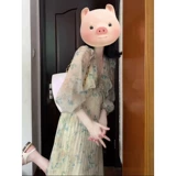 Длинная юбка, летнее платье, коллекция 2023, французский стиль, изысканный стиль, яркий броский стиль, в цветочек