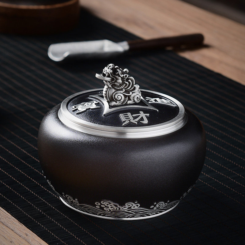 Pure tin tea can seal jar seal tin can home boutique high-grade tea set office business gifts custom LOGO