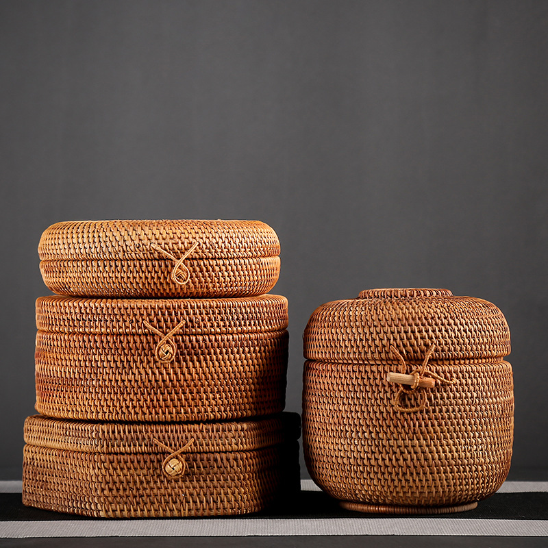 Vietnamese autumn rattan vines chiche tea leaf jars storage tea leaf jars large number pure hand chiche containing tea jars candy jar