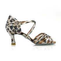 Suphini fashion BAO WEN low mid-heel diamond dance shoes professional soft-soled satin ballroom dance shoes Latin dance shoes