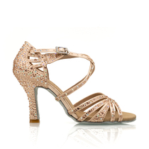 Suphini fashionable and versatile professional mid-high heel Latin dance shoes for women soft-soled satin dance shoes ballroom dance shoes