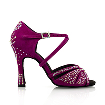 Suphini fashion sexy versatile adult womens purple dance shoes ballroom dance diamond Cha Cha Latin dance shoes