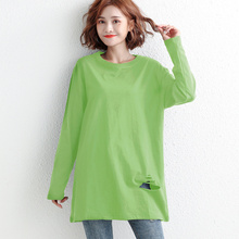 ins长袖t恤女宽松中长款打底衫