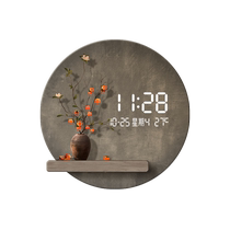 Round electronic clock wall clock living room and restaurant decorative painting LED lamp digital display high-end digital watch wall clock