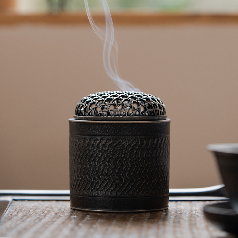 Handmade Jumping Knife Silver Black Imitation Antique Ceramic Pan Incense Stove Zen sandalwood Incense Burner for Home Indoor Tea Avenue Heung-Tao-Taobao