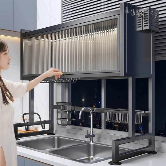 Kitchen Sink Storage Rack, Dishwashing Sink, Dust-Proof Bowl Counter Top Storage, Tableware Multi-Functional Storage and Draining Rack