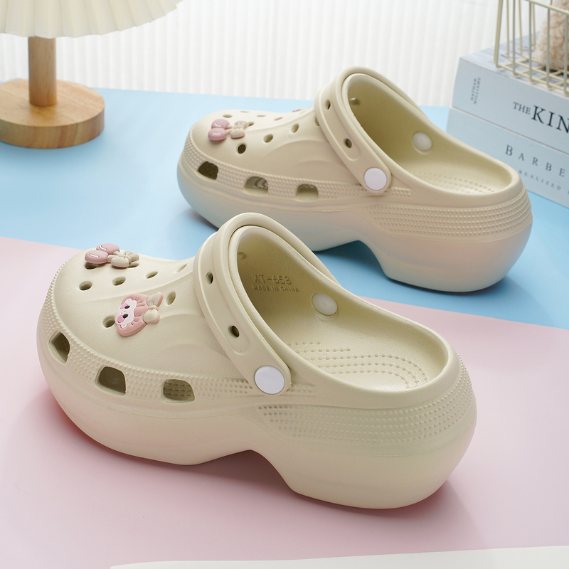 Bella Thick-Soled Clogs for Women, Summer Sandals for Outdoor Wear, Non-Slip Soft-Soled Slippers, Women's Height-Increasing Closed-Toe Beach Sandals