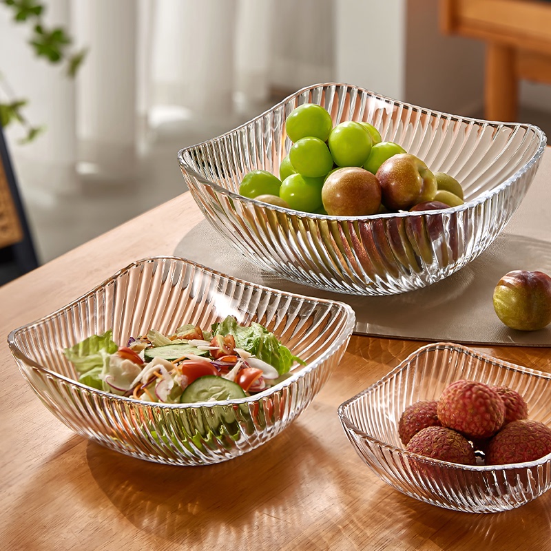 German Glass Fruit Plate for Living Room, Home Use, Coffee Table Fruit Tray, Light Luxury, High-End, Exquisite Snack Display Tray, Creative Fruit Bowl