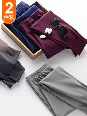 No trace warm pants men's winter plus velvet thin sanitary pants double-sided velvet cotton wool pants slim bottom wearing sanitary pants