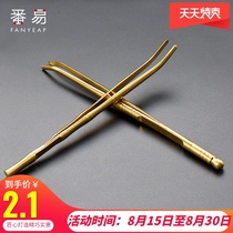 Pure copper tea clip cup clip tea making stainless steel tea tweezers Kung Fu tea accessories tea making non-slip clip cup set
