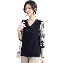 Mother Autumn Foreign Temperament Long Sleeve Small Shirt Middle-aged And Elderly Woman Suit Spring Autumn Thin T-shirt Turning Loose Blouse