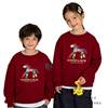 2026 Year of the Horse Cartoon Parent-Child Outfit Cute Printed Fleece-Lined Thickened Crewneck Sweatshirt Festive Bright Red Mother-Daughter Matching Outfit Trendy