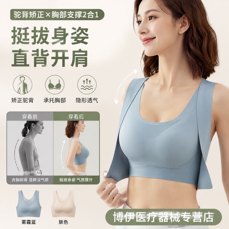 Boyi Hunchback Correction for Women, Adult Invisible Posture Correction, Chest Straightening, 2-in-1 Back Correction, Seamless Boyi Hunchback Correction for Women, Adult Invisible Posture Correction, Chest Straightening, 2-in-1 Back Correction, Seamless