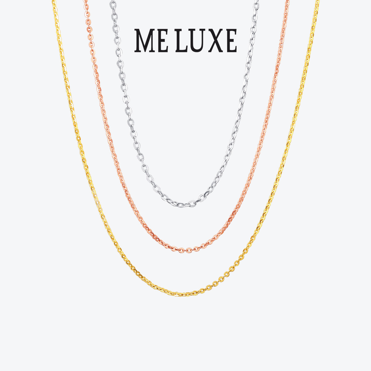 MELUXE 18K Gold Necklace Female O Chain Long Section Single Chain Fine Section Color Gold Gold Platinum Rose Gold Clavicle Chain