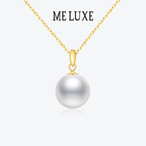 MELUXE yellow 18K gold freshwater pearl pendant necklace woman lock bone chain white single bead brief about 100 hitch a gift