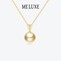 MELUXE18K Gold Seawater Nanyang Gold Pearl Pendant Diamond Necklace Woman Lock Bone Chain Send Mom Gift
