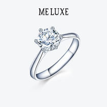 MELUXE white 18K gold drill ring true drill classic six-claw diamond ring female courting engagement for girlfriend gift