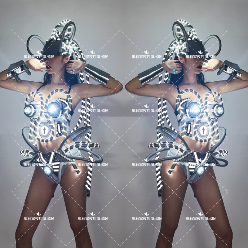 Future Technology Sense Sci-Fi Space Cyberpunk Robot Future Warrior Nightclub Gogo Party Performance Costume