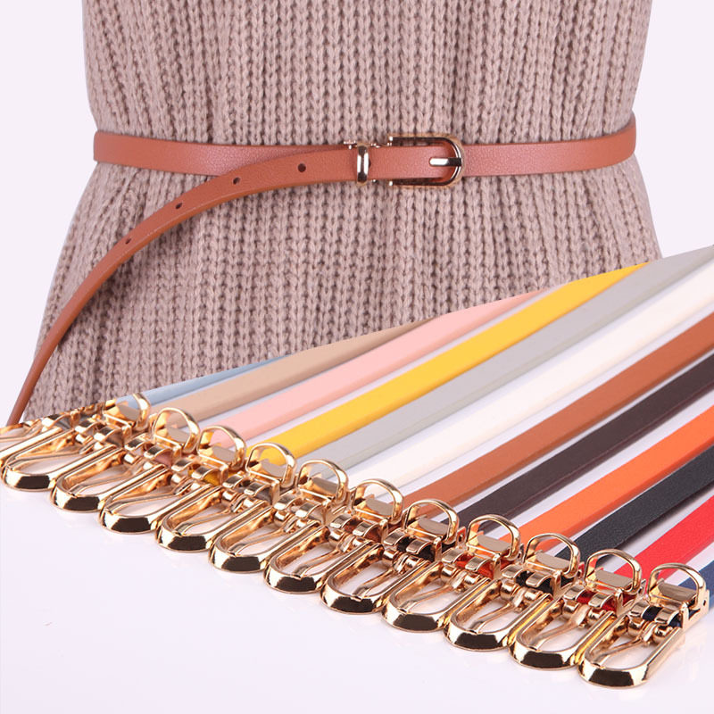 New multicolor decoration Ocean assembly sweater slim belt lady 100 lap pin buckle PU small strap Korean version pants strap