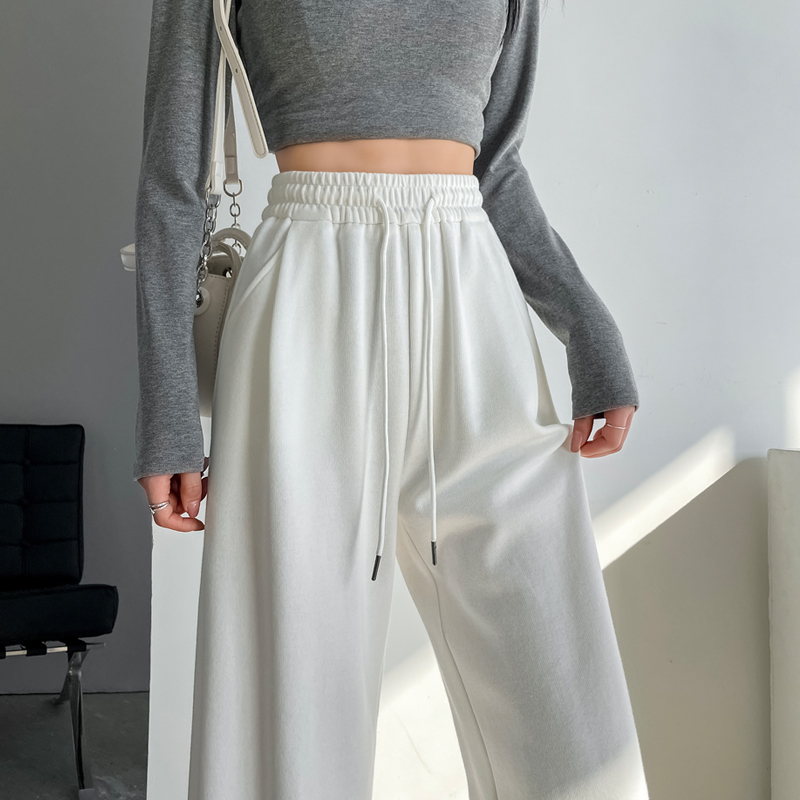 White Wide-Leg Pants for Women, Spring and Summer 2026 New Style, Sporty Straight-Leg, Loose, Casual, Slimming, Relaxed and Comfortable Pants