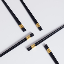 Alloy chopsticks Japanese home anti-skid anti-mildew resistant high temperature alloy chopsticks high-grade long fast-fast without paint black