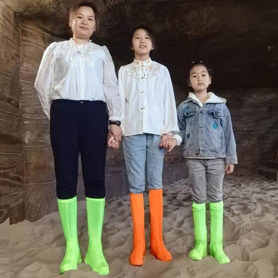 샌드 프루프 슈 커버 사막 하이킹 발 커버 높은 튜브 모래 미끄러짐 야외 해변 크로스-컨트리 슈 커버 어린이 D1