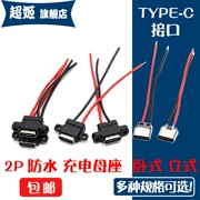 Dây hàn USB Type-C nữ ổ cắm 2P chỉ có dây sạc đầu nữ DIY 2 mối hàn chống thấm nước có lỗ tai đầu nối cổng usb cap usb 2 dau duc