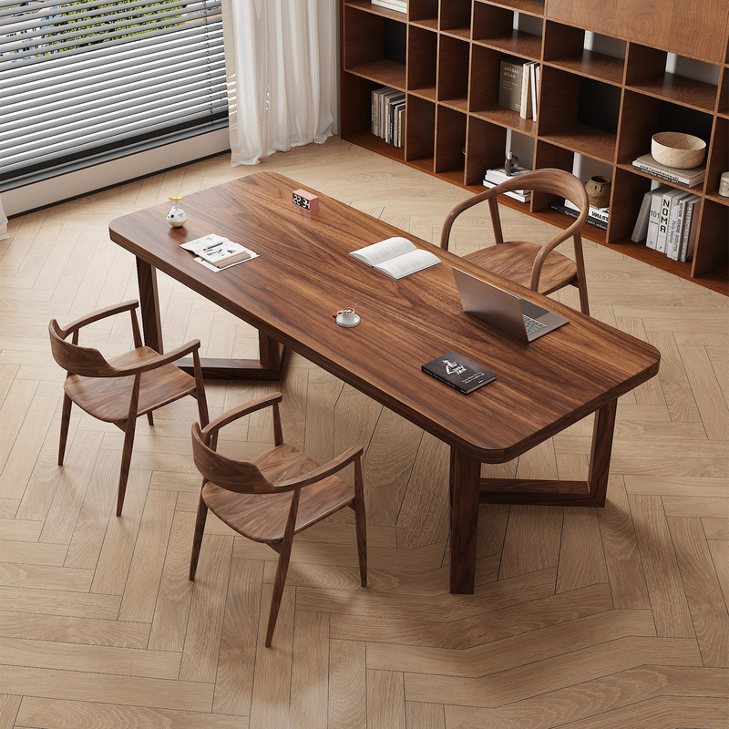 South American Walnut Solid Wood Table and Chair Set for Home Use, Living Room Desk, Tea Table, Office Study Long Table, Workbench, Large Board
