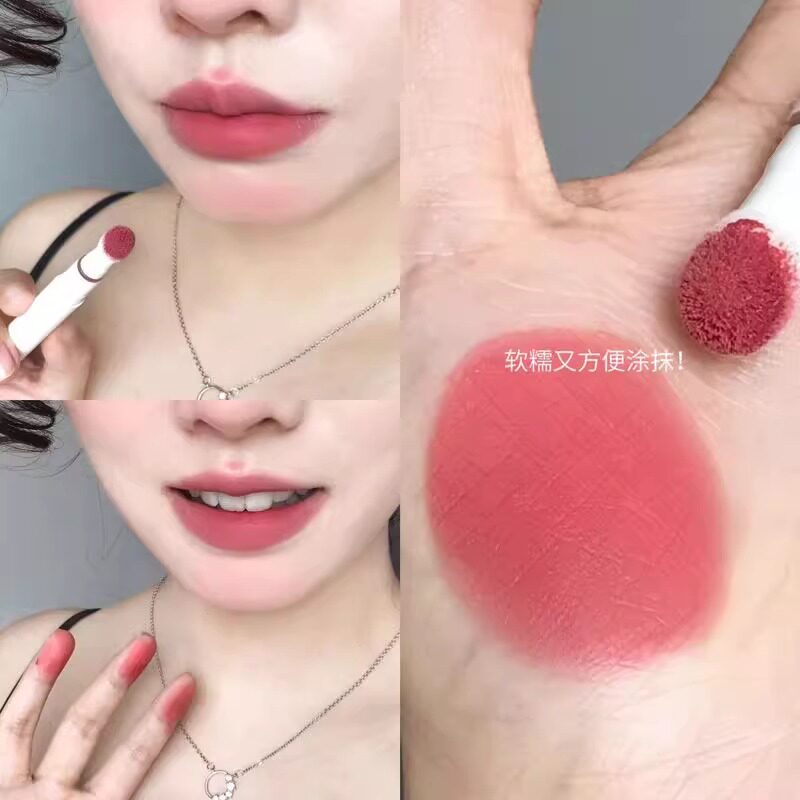 Красное сердце цвета гуавы!Губная помада Milky desire small hair ball lip cream air cushion matte lip glaze белого цвета, состоящая из 9 цветов, для женщин Изображение 1