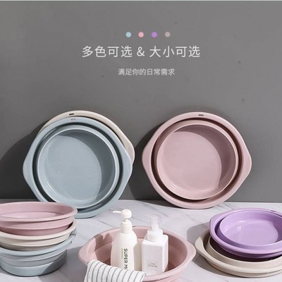 Foldable washbasin large outdoor compression basin portable travel plastic wash basin thickened