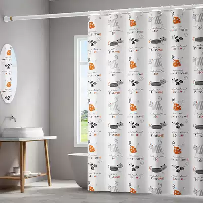 Powder room shower curtain waterproof thick mold proof partition window toilet Bath door bathroom cute curtain fabric