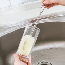 Stainless steel cup washing brush can replace Cup brush Cup artifact household long handle sponge cleaning brush